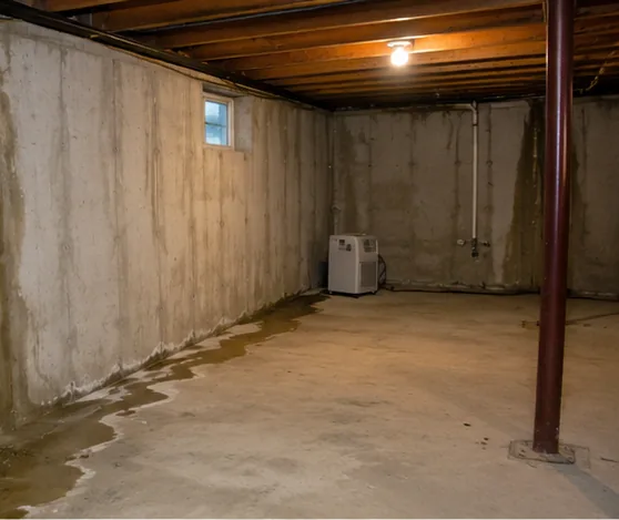 Water seepage across unfinished basement concrete floor