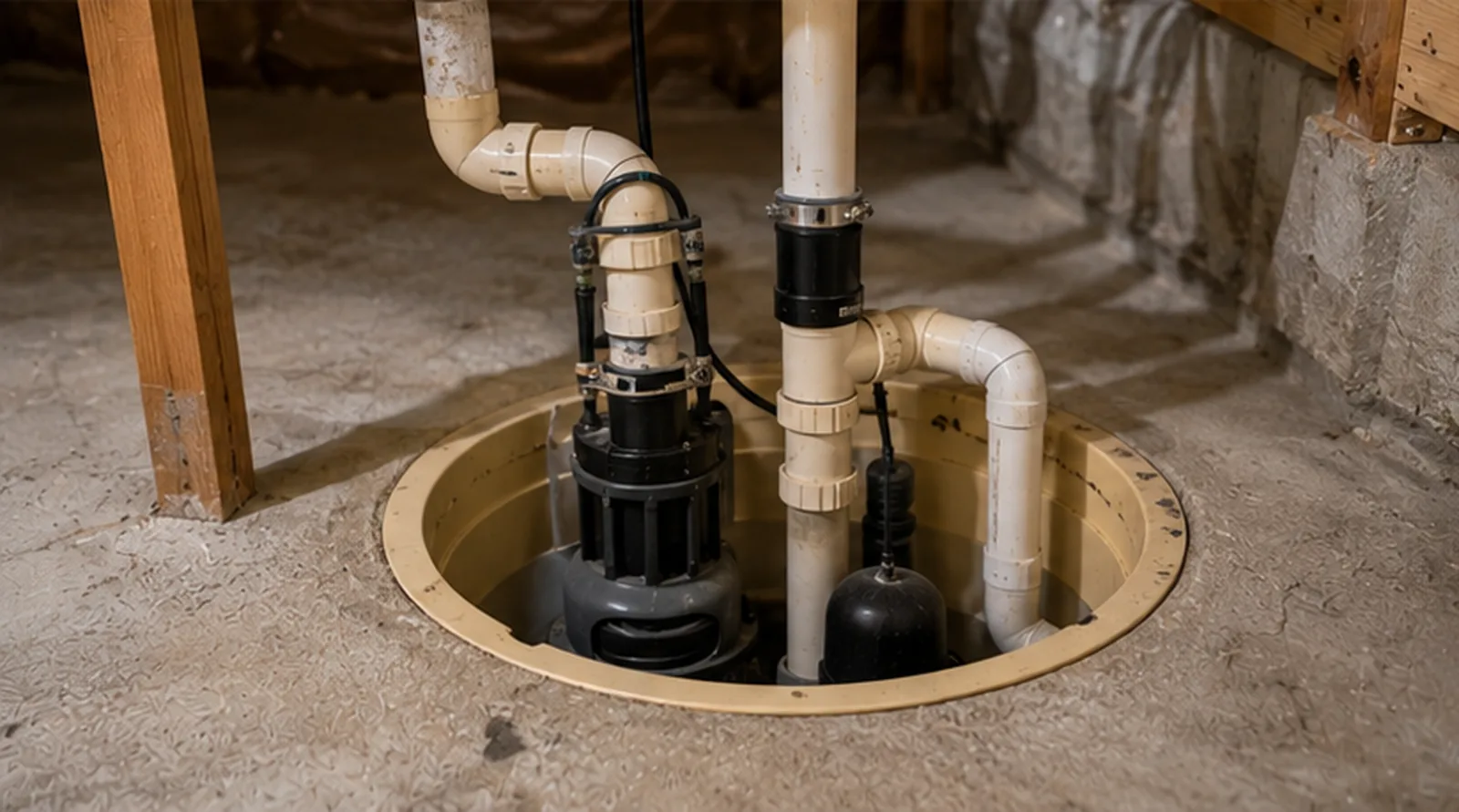 Basement sump pit and drainage evaluated at a Hutchinson home inspection