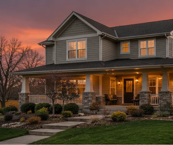 Newer-construction home of the type common in Mayer, MN