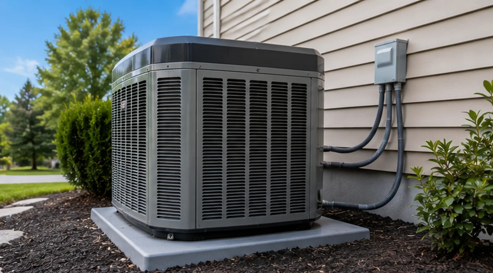 Exterior air conditioner condenser unit inspected at a Hutchinson, MN home