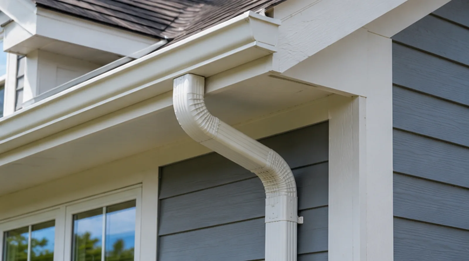 Downspout discharging at the foundation inspected in Hutchinson
