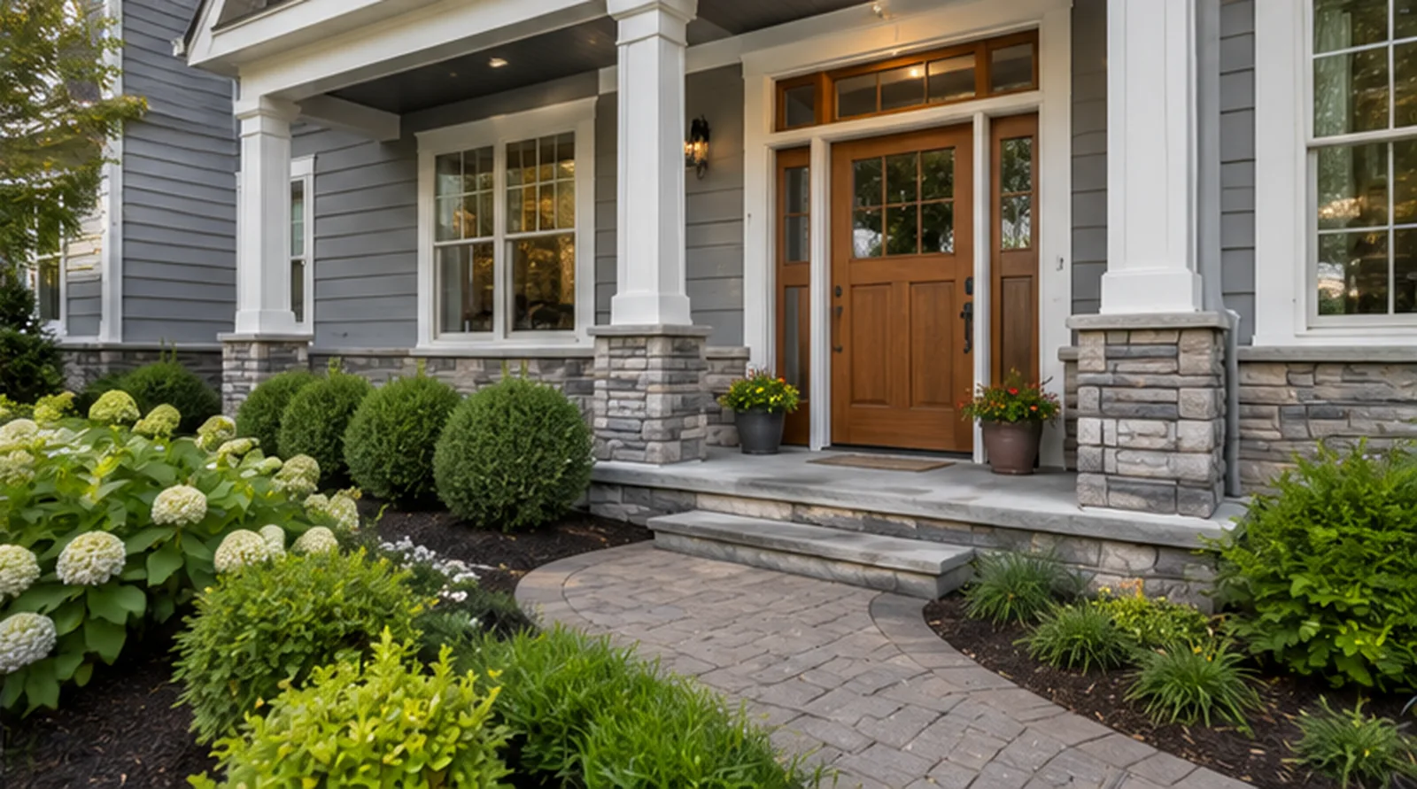 Inviting front entrance and landscaping of a Hutchinson, MN home