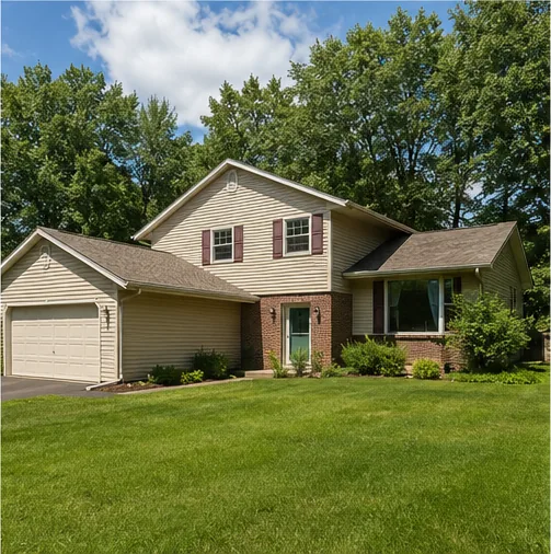 Newer subdivision home of the type common in Norwood Young America, MN
