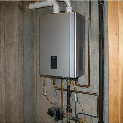 Tankless water heater with copper lines